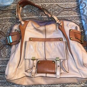 Kooba Cream and Brown Shoulder Bag